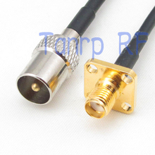 6in TV male plug to SMA female with 4 hole panel RF connector adapter 15CM Pigtail coaxial jumper RG174 extension cord cable 2024 - buy cheap