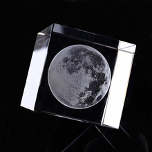6cm 3D Laser Engraved Moon Crystal Cube Ornaments Glass Miniatures For Gifts Home Decoration Accessories Astronomical Craft 2024 - buy cheap