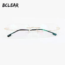 BCLEAR Fashion Lightness Unisex Eyeglasses Memory Titanium Alloy Rimless Optical Frame Flexible Prescription Spectacle Eyewear 2024 - buy cheap