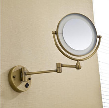 8" new  Double Side super thin Bathroom Folding Wall Mounted bronze plating Extend with Dual Arm1x3x Magnifying with LED 2024 - buy cheap