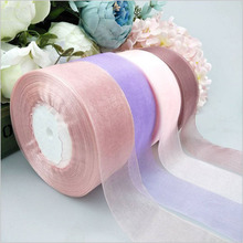 4cm*45m Solid Color Organza Tulle Ribbons Roll Wedding Gift Wrapping Packing DIY Material Party Decoration Scrapbooking Ribbon 2024 - buy cheap