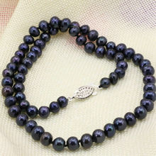 Black pearl necklace jewelry natural freshwater pearl necklace 18" New 7-8mm 2024 - buy cheap