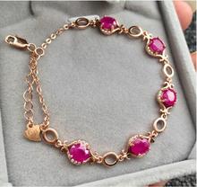 Pulsera de cadena de rubí Real, brazalete de Plata de Ley 925, 4x5mm, 5 uds., Envío Gratis 2024 - compra barato