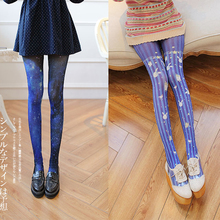 Velvet Pantyhose Japanese Lolita A vast blue sky map  printing Pantyhose velvet stockings XWZ-L018 2024 - buy cheap