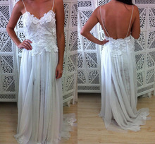 Elegant Beach Wedding Dresses Simple White Appliqued Sweetheart Sweep Train Backless Chiffon Bridal Gowns Custom Made 2024 - buy cheap