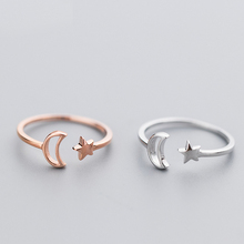 MloveAcc 100% 925 Real Sterling Silver Fashion Jewelry Rose Star Moon Cocktail Ring Sizable Girls Kids Xmas Gift 2024 - buy cheap