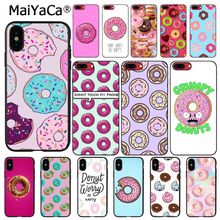 Funda de teléfono con forma de donut para iphone, carcasa de color rosa y negro para iphone 11, 12 Pro Max, 8, 7, 6, 6S Plus, X, XS MAX, 5, 5S, SE, XR, 12mini 2024 - compra barato