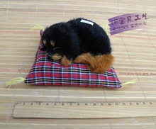 new creative simulation dog toy resin and fur black &yellow sleeping dog doll gift about 14x13cm 2524 2024 - buy cheap