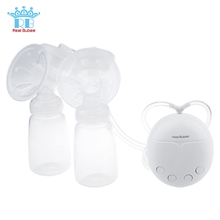 Real bubee двойной Электрический молокоотсос Удобный USB PP BPA бесплатно Мощный молокоотсос для младенцев молочная бутылка для кормления грудью 2024 - купить недорого