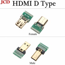 JCD Позолоченный разъем HDMI типа D штекер Micro HDMI-совместимый разъем с печатной платой/гнездовой печатной платой Тип коннектора тестовая плата 2024 - купить недорого