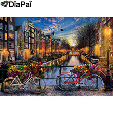 DIAPAI-pintura de diamante 5D DIY "vista nocturna de bicicleta", cuadrados o redondos de imitación bordado de diamantes, estilo punto de cruz 3D, decoración de 100%, A21721 2024 - compra barato