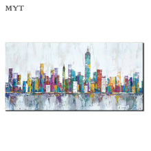 Free shipping Hand Painted Modern Abstract painting color city buildings Home Decor pictures wall art Oil Painting On Canvas 2024 - buy cheap