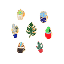 Cute Cartoon Plant Brooches Kpop Collection Cactus Succulents Potted Enamel Hijab Pins Bag Badges Jackets Shirt Collar Lapel Pin 2024 - buy cheap
