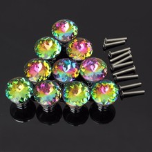 10PCS 30mm Diamond Shape Design Colorful Crystal Glass Knobs Cupboard Drawer Pull Door Kitchen Cabinet Wardrobe Pulls Handles 2024 - buy cheap