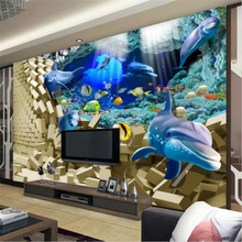 Beibehang-papel tapiz personalizado, gran escala, alta gama, 3D, mundo submarino, dolphin, TV, sala de estar, dormitorio, decoración, Fondo de pared 2024 - compra barato