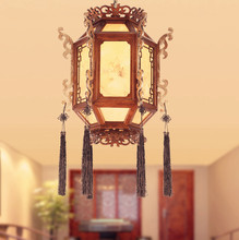 Chinese style classical carved wood art Pendant Lights Creative minimalist palace E27 lamp for bar&corridor&porch&stairs MYR012 2024 - buy cheap