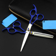 professional japan 6 inch blue hair scissors set salon hair cutting barber makas haircut thinning shears hairdressing scissors 2024 - buy cheap