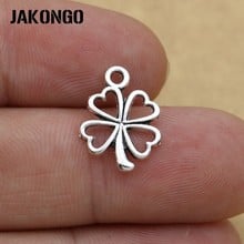 JAKONGO Antique Silver Plated Clover Flower Charms Pendants for Jewelry Accessories Making Bracelet Findings 22x15mm 20pcs/lot 2024 - buy cheap