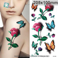Body Art Waterproof temporary tattoo sticker for women Beautiful 3d colours butterfly rose large arm tatoo wholesale QC2609 2024 - buy cheap