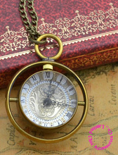 wholesale buyer price good quality new bronze brass material spinning glass crystal ball quartz pocket watch necklace 2024 - buy cheap