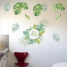 Adesivo de parede 3d verde de flor e plantas, para sala de estar, quarto, plano de fundo de tv, mural de arte, decoração para quarto de casa 2024 - compre barato
