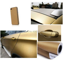 30CM x 1.27Meter 3D Gold Carbon Fiber Vinyl Car DIY Wrap Sheet Roll Film Sticker Decal 2024 - buy cheap