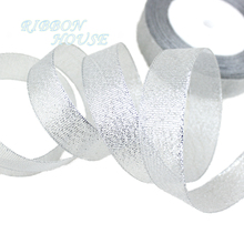 (25 yards/roll) 3/4'' (20mm) silver polyester organza ribbons Christmas packaging ribbon high-grade quality squares ribbons 2024 - buy cheap