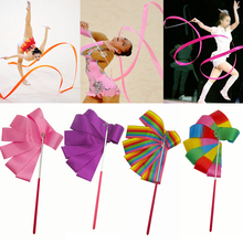 Цветные ленты для гимнастики, танцевальная лента, художественная гимнастика, балетный стример, скручивающая штанга, палочка для профессиональных тренировок в тренажерном зале для девочек 2024 - купить недорого
