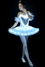 Luminous LED Ballet Dance Dress Childkids Swan Lake Tutu Fluorescent Pompon Dress Adult Female Professional Pancake Costume H638 2024 - buy cheap