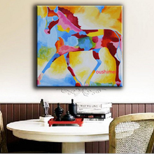 Pintura a óleo artesanal pinturas de cavalo colorido pintura de tela animal abstrato para decoração de sala de estar imagens de parede 2024 - compre barato