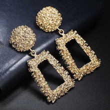 Novo quente brincos do vintage para as mulheres ouro cor geométrica brinco 2018 metal earing pendurado moda tendência jóias 2024 - compre barato