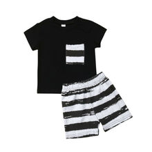 2PCS Toddler Kid Baby Boys' Summer Clothes Striped Short Sleeve O neck Cotton T-Shirt Tops Short Pants Casual Outfit Set 2024 - buy cheap