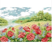 Embroidery Package Hot Sell Best Quality  Cross Stitch Kits Poppy Flower Field Free Shipping 2024 - buy cheap