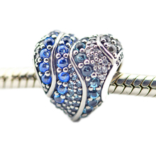 Шарм Aqua Heart, ювелирные изделия из стерлингового серебра, подходят для оригинального браслета и ожерелья, бусины для женщин DIY, модные ювелирные изделия 2024 - купить недорого
