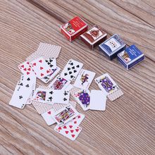 2 комплекта милый миниатюрный кукольный домик 1:12 мини покер игральные карты игрушки для украшения дома мини покер карта 2024 - купить недорого