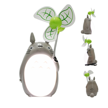 Totoro dos desenhos animados fã carregamento criativo LED night light lâmpada ventilador elétrico Ventilador USB mudo dormitório estudantil quente lâmpada de luz branca 2024 - compre barato