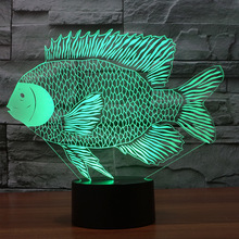 Lámpara Led 3D para decoración de habitación de niños, luz nocturna 3D con control remoto táctil, forma de pez cortado en papel, Usb 2024 - compra barato