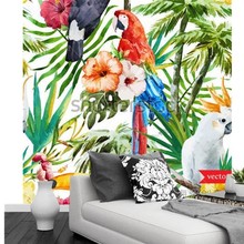 Custom 3d murals,The jungle toucans watercolor painting papel de parede,hotel bar living room sofa TV wall bedroom wallpaper 2024 - buy cheap