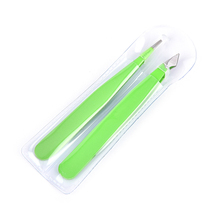 2Pc/Set New Lovely Women Stainless Steel Hair Removal Eyebrow Tweezer Beauty Makeup Tool Green New Pro 2024 - buy cheap
