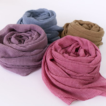 Women crinkle hijab scarf muslim soft  pleat scarves cotton lightweight wraps shawls stretchy headband long pashmina 1pcs 2024 - buy cheap