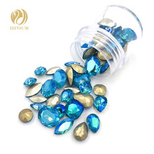 New Sea Blue Fluorescence pointback glass crystal glue on rhinestones Mixed shape Mixed size rhinestone DIY Clothing Accessories 2024 - buy cheap