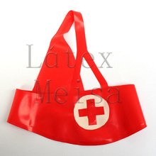 Red color novelty nurse latex hoods Fetish no zip for adults 2024 - buy cheap