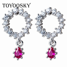 TOYOOSKY 1 Pair 925 Sterling Silver Earring Korean Fashion Crystal Water Drop Earrings Temperament Small Ear Jewelry for Women 2024 - buy cheap