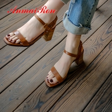 ANMAIRON 2019 New Arrival Women High Heel Sandals  Genuine Leather  Basic  Casual  Shoes Woman Solid Size 34-40 LY2245 2024 - buy cheap