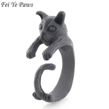 Fei ye paws anel de gato de estimação, para homens e mulheres, ajustável, exclusivo, animal, gatinho, anéis para casal, para mulheres, meninas, joias, anel, amante de gato, presente 2024 - compre barato
