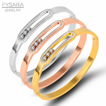 FYSARA-brazaletes de Zirconia cúbica de lujo para mujer, brazaletes de acero inoxidable, pulseras de oro, bisutería al por mayor 2024 - compra barato