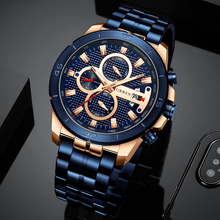 CURREN Men Sport Quartz Watch Fashion Blue Stainless Steel Business Men's Watches Top Brand Waterproof Chronograph Male Clock 2024 - buy cheap