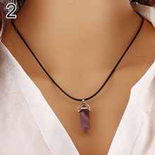 Pingente de corda reiki chakra, colar com ponta de cura de quartzo natural 2024 - compre barato