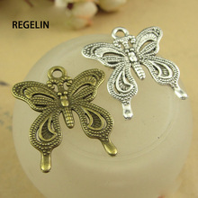 REGELIN 20pcs 25*27MM Antique Bronze/silver color butterfly Pendant for DIY Necklace Jewelry  Accessories Making Handmade Craft 2024 - buy cheap