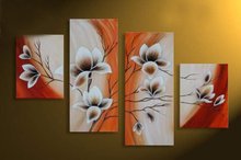 hand-painted wall art Warm flowers pink the wind  decoration  Landscape oil painting on canvas 4pcs/set  framed ready to hang 2024 - buy cheap